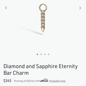 Brand new Maria Tash YG 7 mm long Diamond and Sapphire charm.